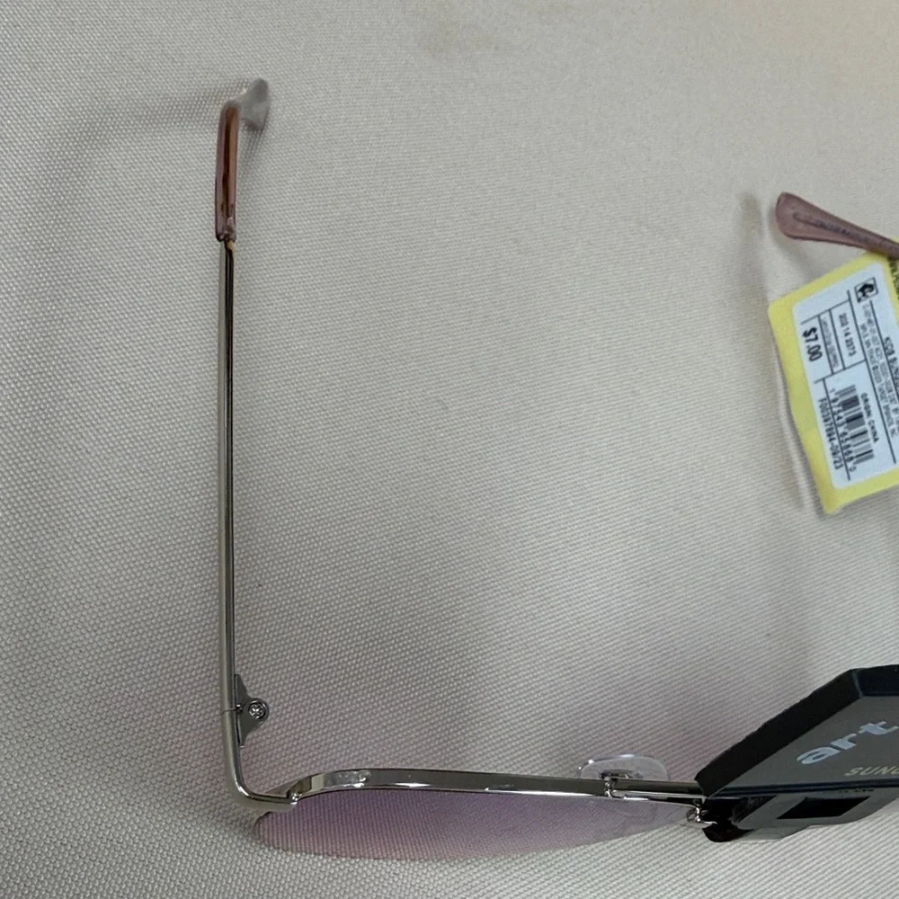art class Pink Lens Silver Metal Frame Sunglasses lemon drop style 100% uv prote